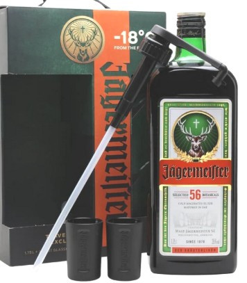 Jägermeister 1,75l + pumpa + 2db pohár díszdobozban